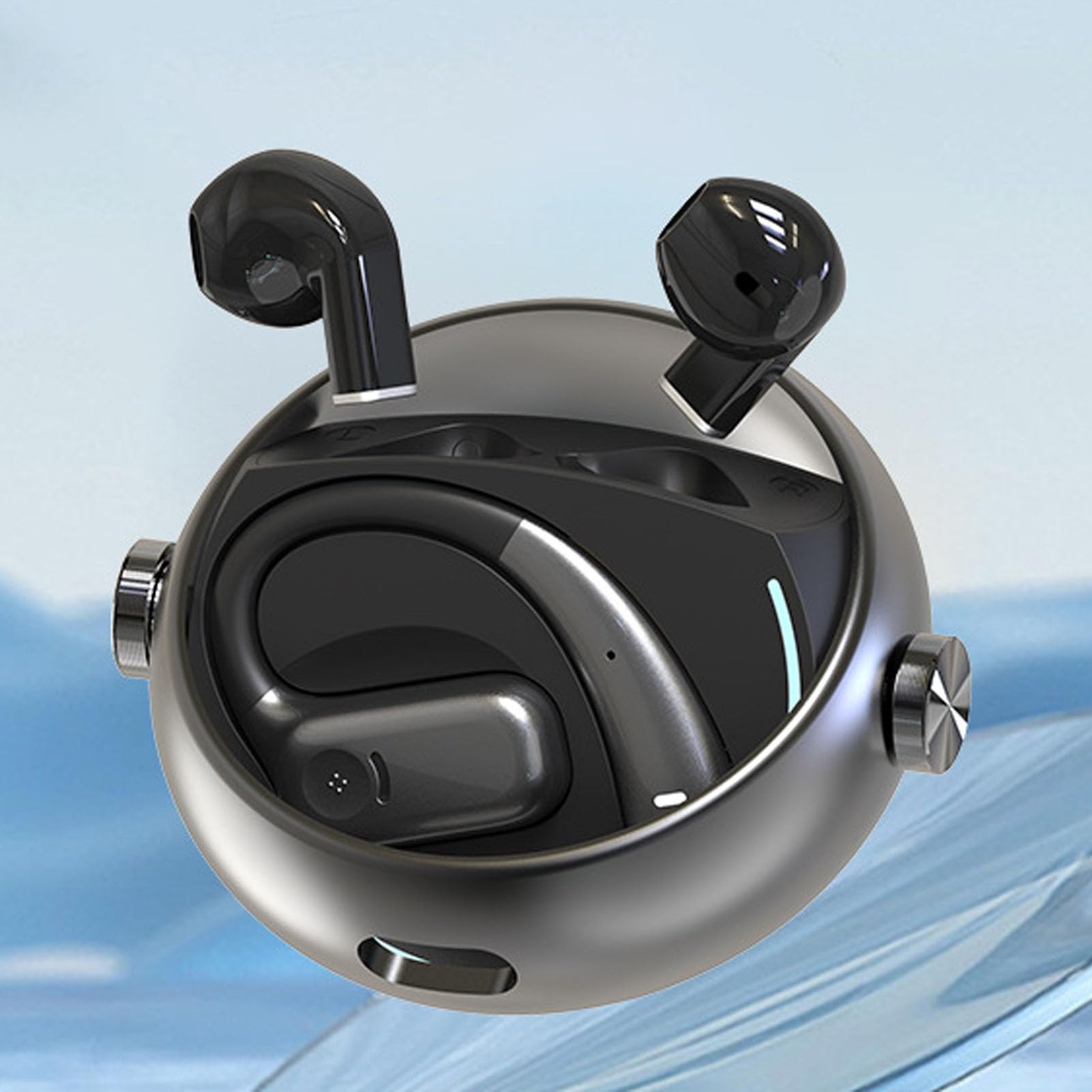 Sxhlseller Auricolari Bluetooth 5.3 2 Paia, Cancellazione del Rumore IPX5 Impermeabili |Gancio per l'orecchio e Design Regolare Controllo Touch 140H per Palestra di Allenamento Sportivo (BLACK)