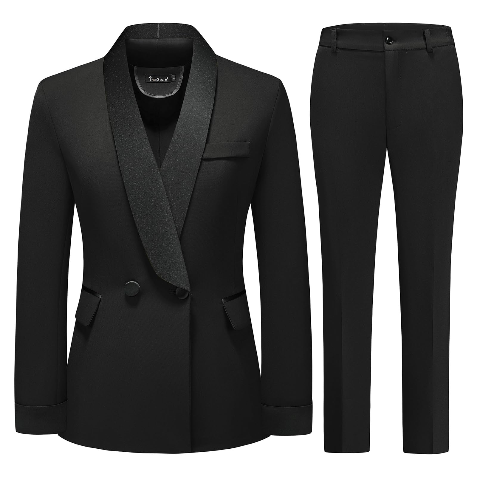 Womens Pants Suit 2 Piece Set Smil Fit Jacket Shawl Sollar Blazer Dress for Women