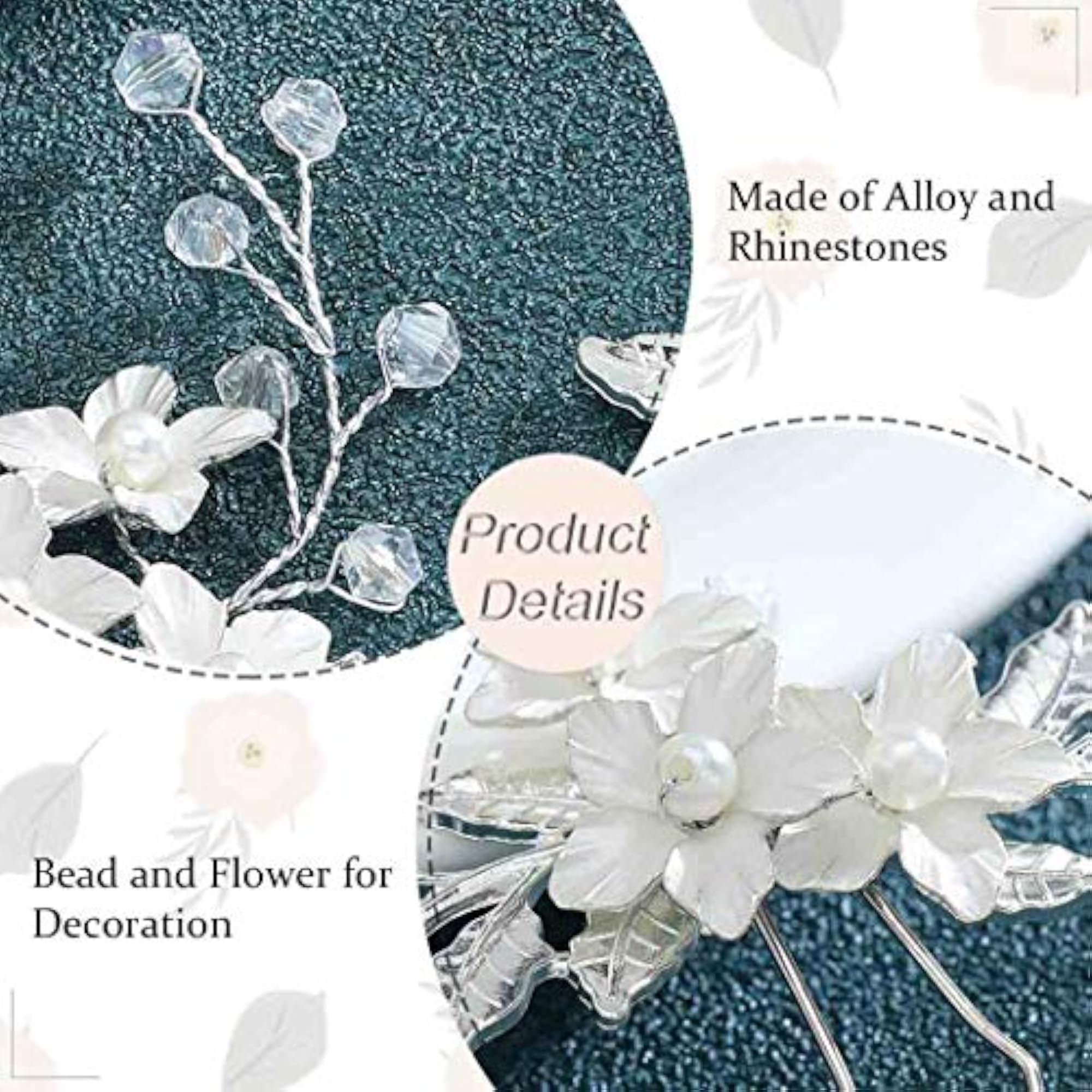 Flower Bride Wedding Hair Pins, Pearl Hair Accessories
