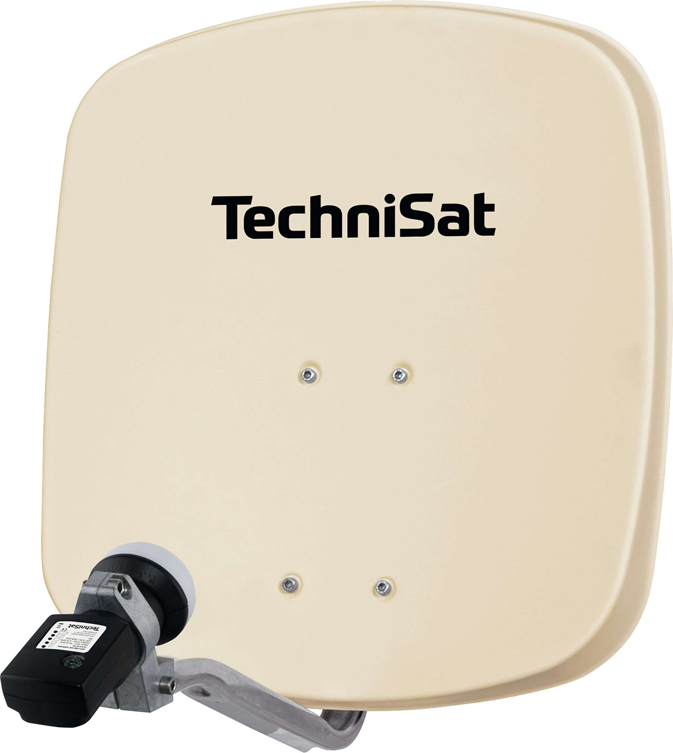TechniSat DIGIDISH 45 - Antenna parabolica per 1 partecipante (piccola antenna parabolica di 45 cm - set completo con supporto a muro e cercatore di satelliti V/H-LNB) beige