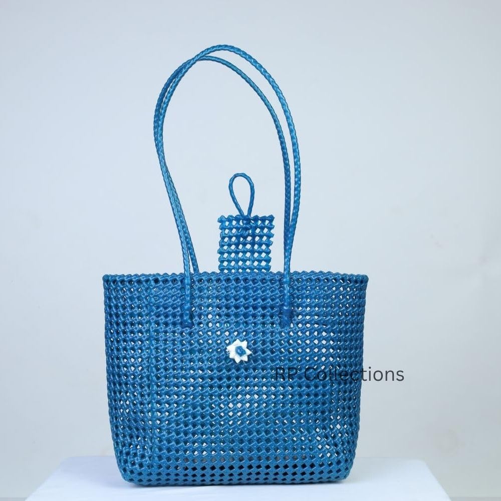 RP Collections - 100% Handmade Wire Koodai Bag – Rancom colours | Heavy-Duty Plastic Wire Shopping Basket with Handle | | Picnic & Home Organizer | 9 X 3.5 X 9 inch 1
