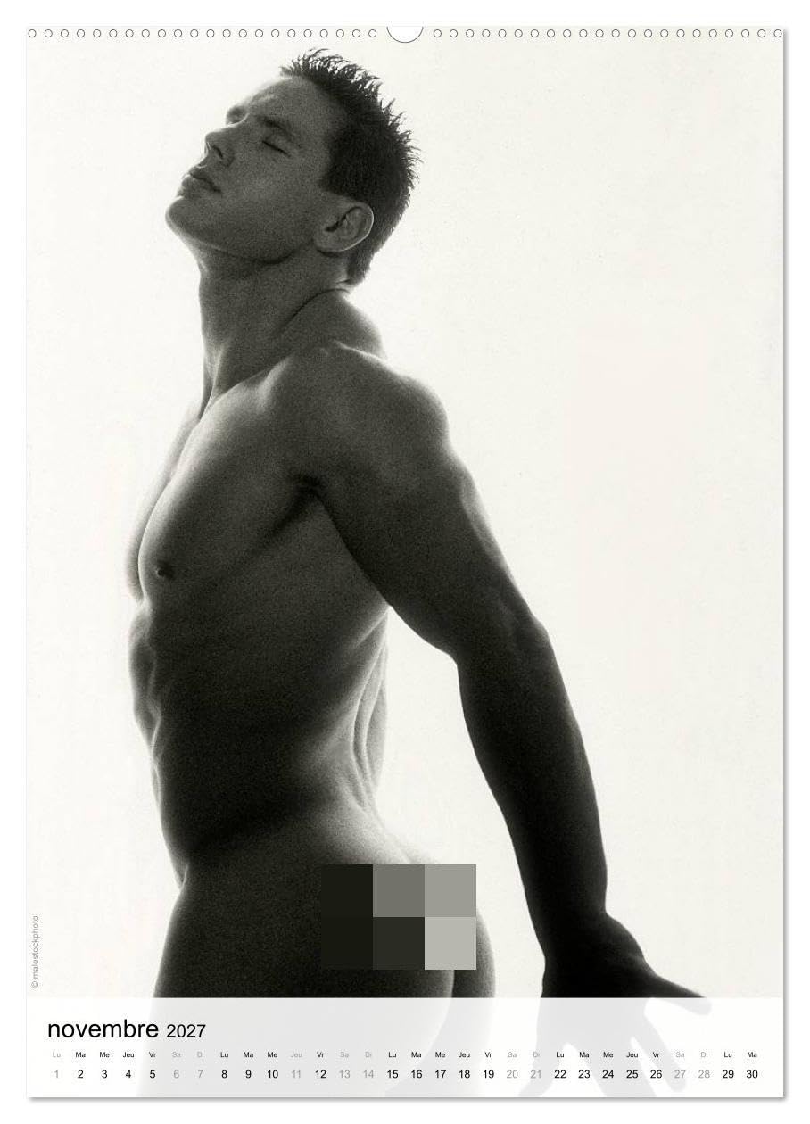 contrastes hommes (Calendrier mural haut de gamme 2027 DIN A2 horizontal), CALVENDO calendrier mensuel: Calendrier mensuel avec 13 photos en noir et blanc avec du nu artistique masculin