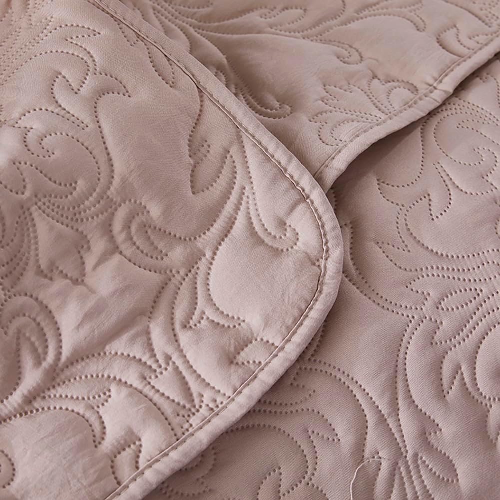 vctops Queen Size Quilt Set Soft Lightweight Quilted Bedspread Coverlet Farmhouse Style Bedding Set for All Season, 1 Quilt + 2 Pillow Shams (Pink,94"x98")