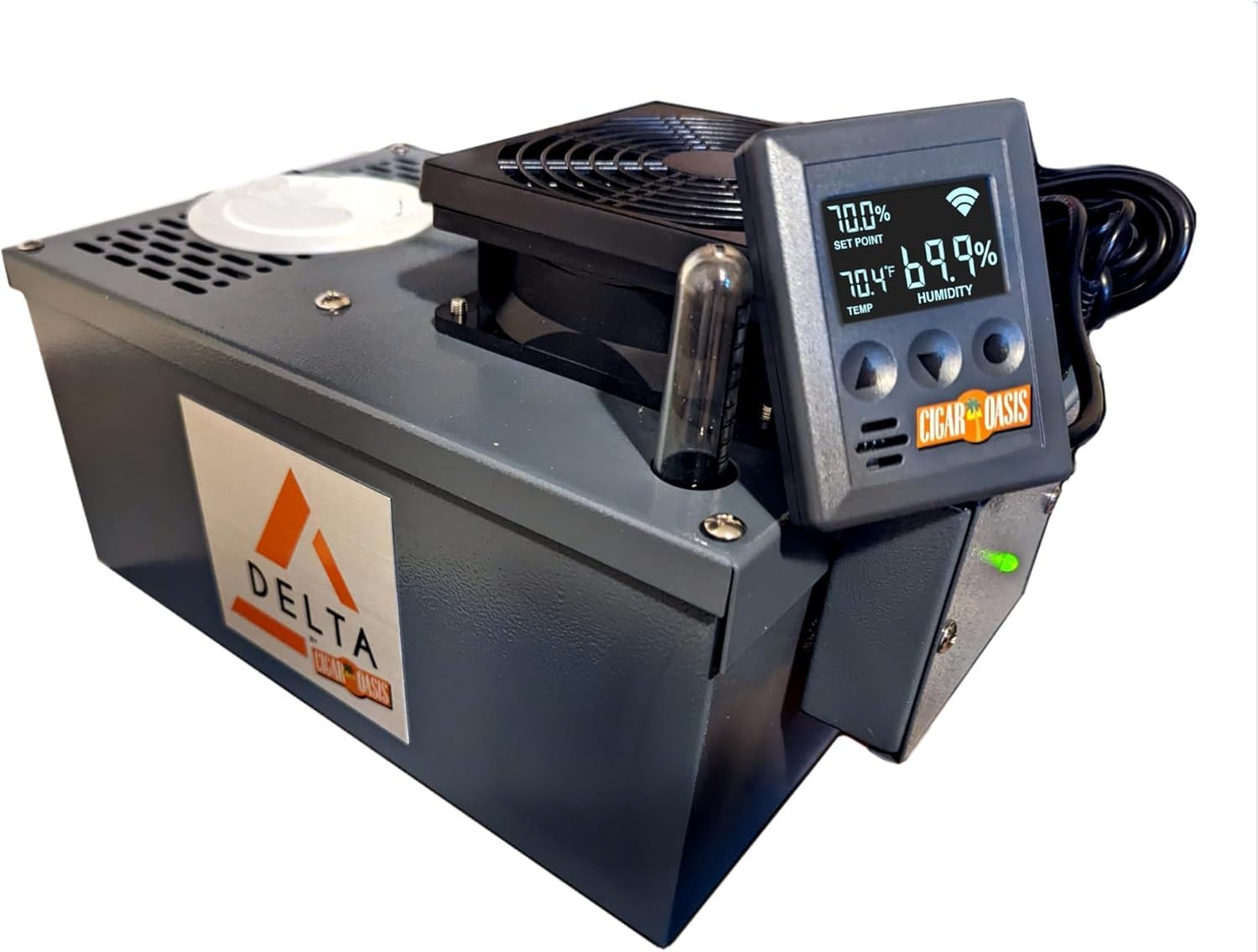 Oasis Humidification Delta - Electronic Humidifier for Large Personal Cabinets and Commercial Humidors - Humidifier with Humidity Meter, Sensor, and Remote Control - WiFi Compatible