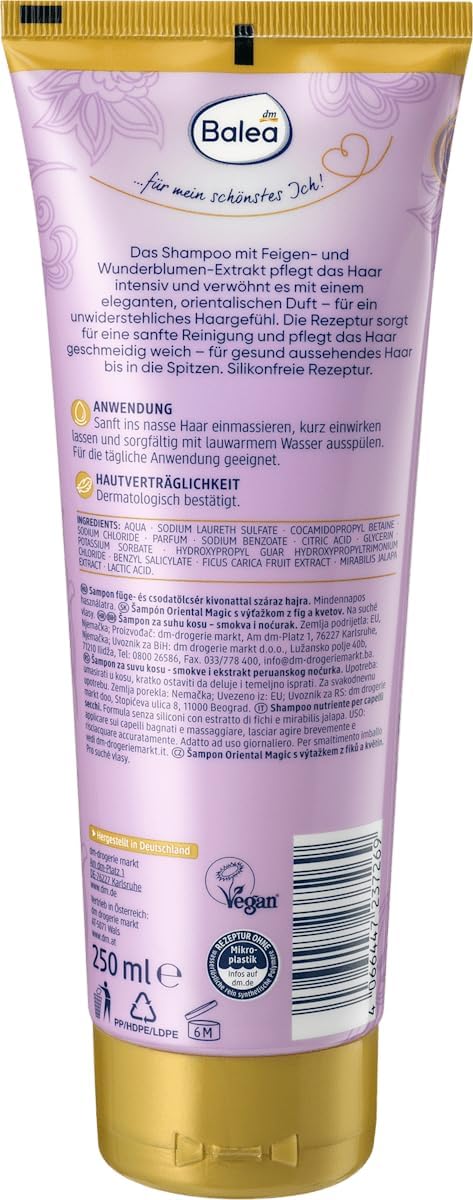 Balea 3er-Set Haarpflege: Professional Shampoo Glow & Shine Glanzshampoo mit Anti-Frizz-Effekt, 250 ml + Shampoo Oriental Magic sanfte Reinigung, Geschmeidigkeit, natürlicher Glanz, 2 x 250 ml (750ml)