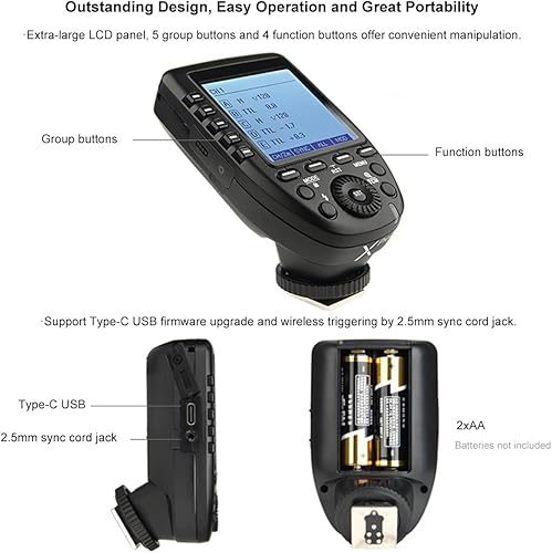 Miniatura 5 de Godox Xpro-C TTL Disparador de flash para cámaras Canon Transmisor con 2.4G X Sistema inalámbrico Función TCM Hss 1/8000s Pantalla LCD grande Diseño