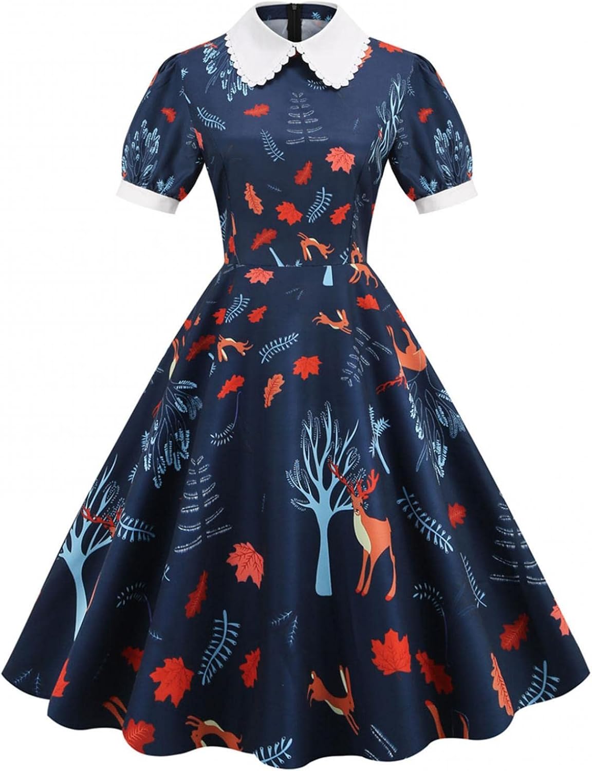 結婚式 ドレス お呼ばれ 大きいサイズ Foreted 花柄 ワンピース 半袖 レトロワンピース 膝丈 50 結婚式 ドレス お呼ばれ 大きいサイズ Foreted 花柄 ワンピース 半袖 レトロワンピース 膝丈 50