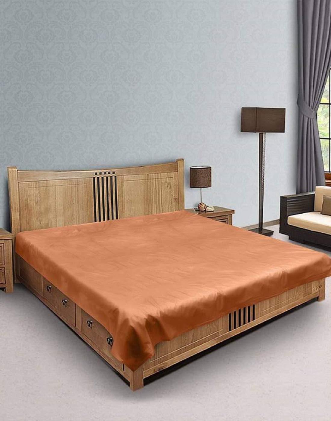 PVC Mattress Protector Cover for Double Bed Waterproof King Size Baby Bed Mattress Protecting Bed Sheet (Brown)-image-6