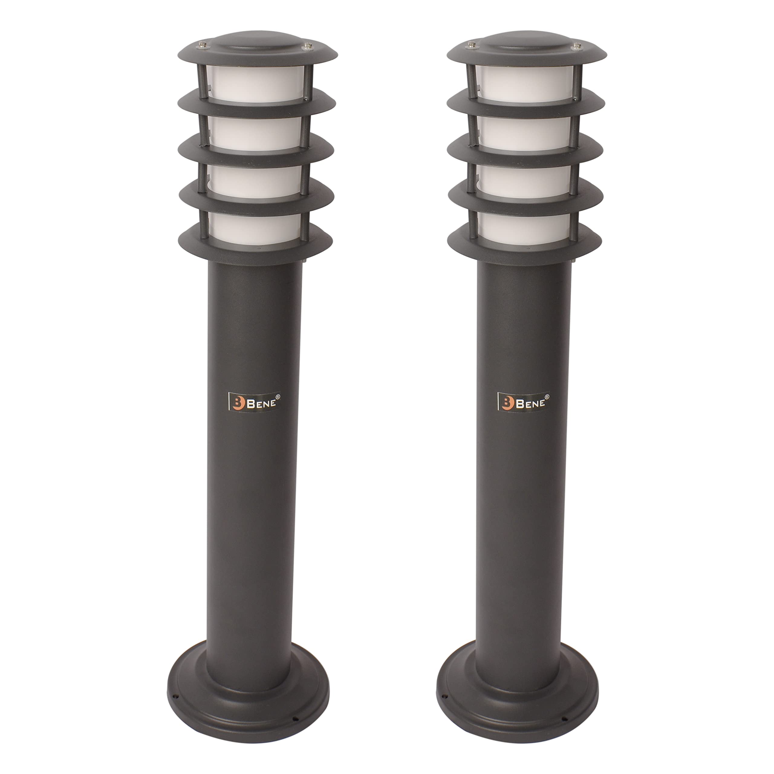 BENE MS Oak Bollard Garden Lights for Home & Garden Decoration 59CM Milky Lamps for Outdoor Weatherproof Grey Garden & Path Lights (Pack of 2)