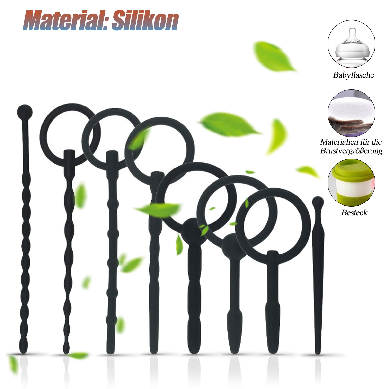 BDSMJOY 8pcs silicone Sonda Dilatatore Sextoys Uomo Stimolatore, Maschile Dilatatore Uretra Pene Plug per uomini, Urethra dilators men sex toys