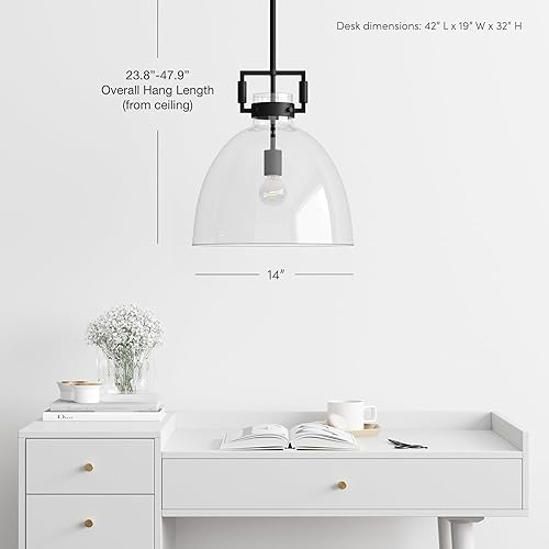 Vista 60 de Nathan James Percy - Moderna lámpara colgante de isla de 2 luces, luces colgantes con pantalla de metal y cable ajustable, para cocina, sala