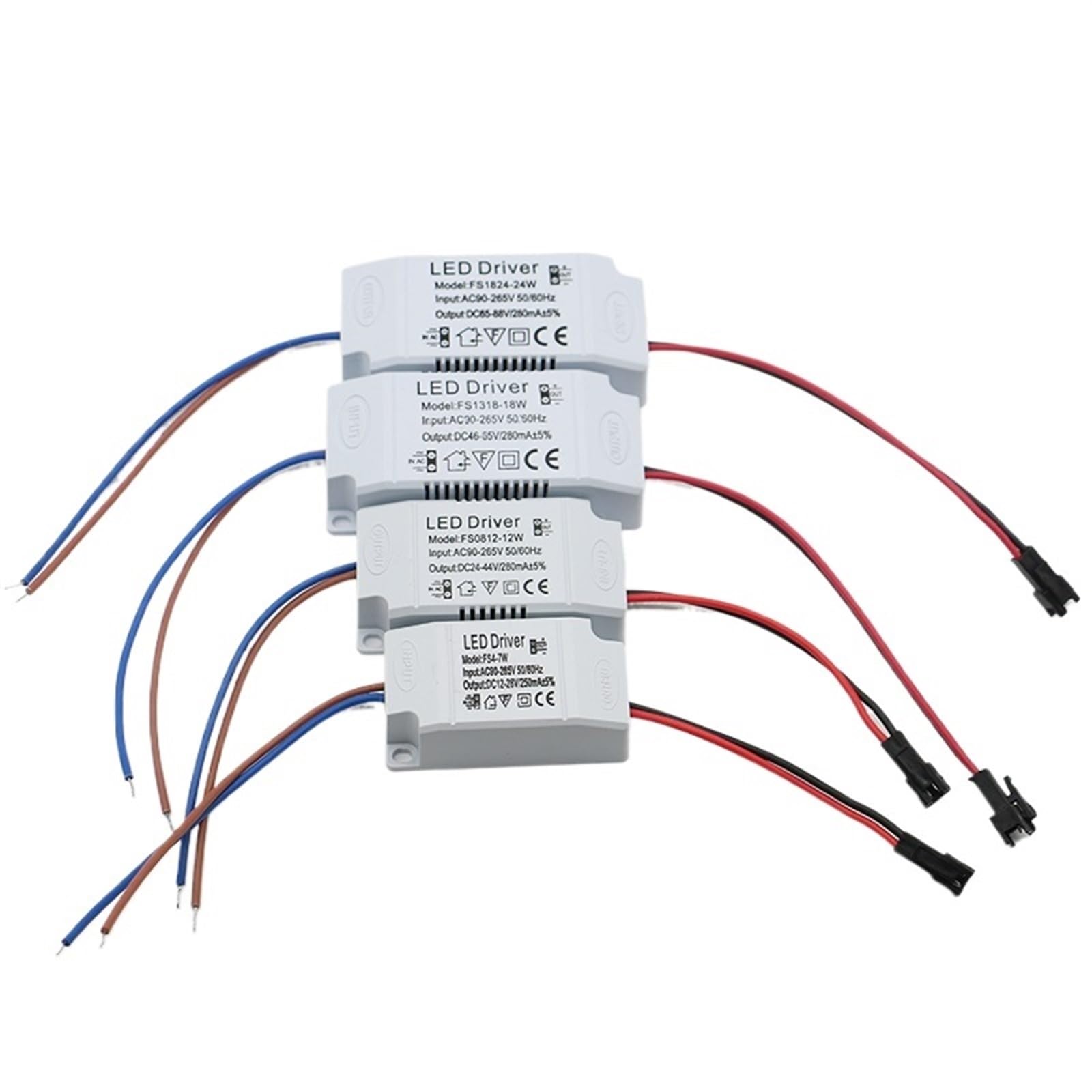 Fuente de alimentación LED, adaptador de controlador 1W-24W 240-280mA con enchufe SM, iluminación de 90-265V CA para panel luminoso LED, 1 unidad (4-7W)