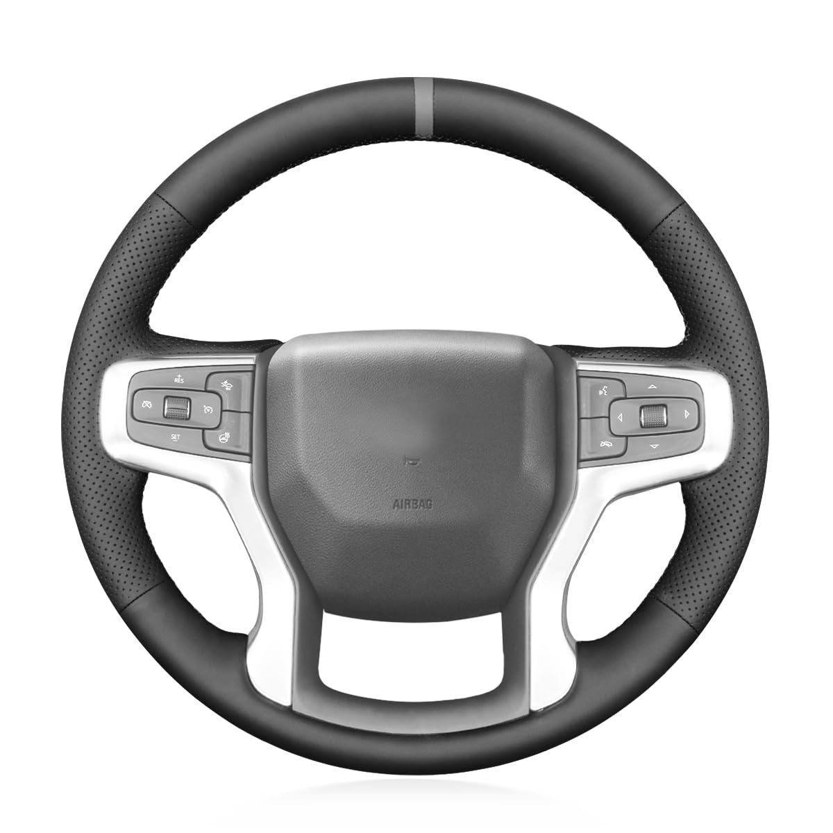 MEWANT Custom DIY Black Artificial Leather Steering Wheel Cover for Chevy Silverado 1500 Silverado 2500/3500 Blazer