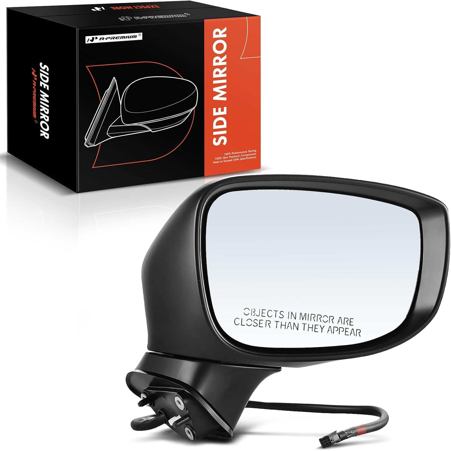 A-Premium Passenger Side Power Door Mirror - Compatible with Mazda CX-5 2017-2018 - Heated Manual Folding White Outside Rear View Mirror with Turn Signal - Replace# TK48691N1A51