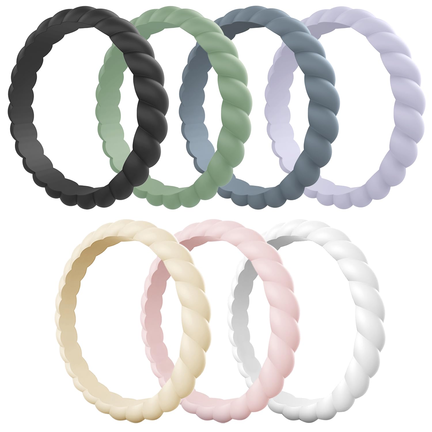 Egnaro Women's Silicone Anniversary Wedding Ring 2.5mm Wide 1.8mm Thick