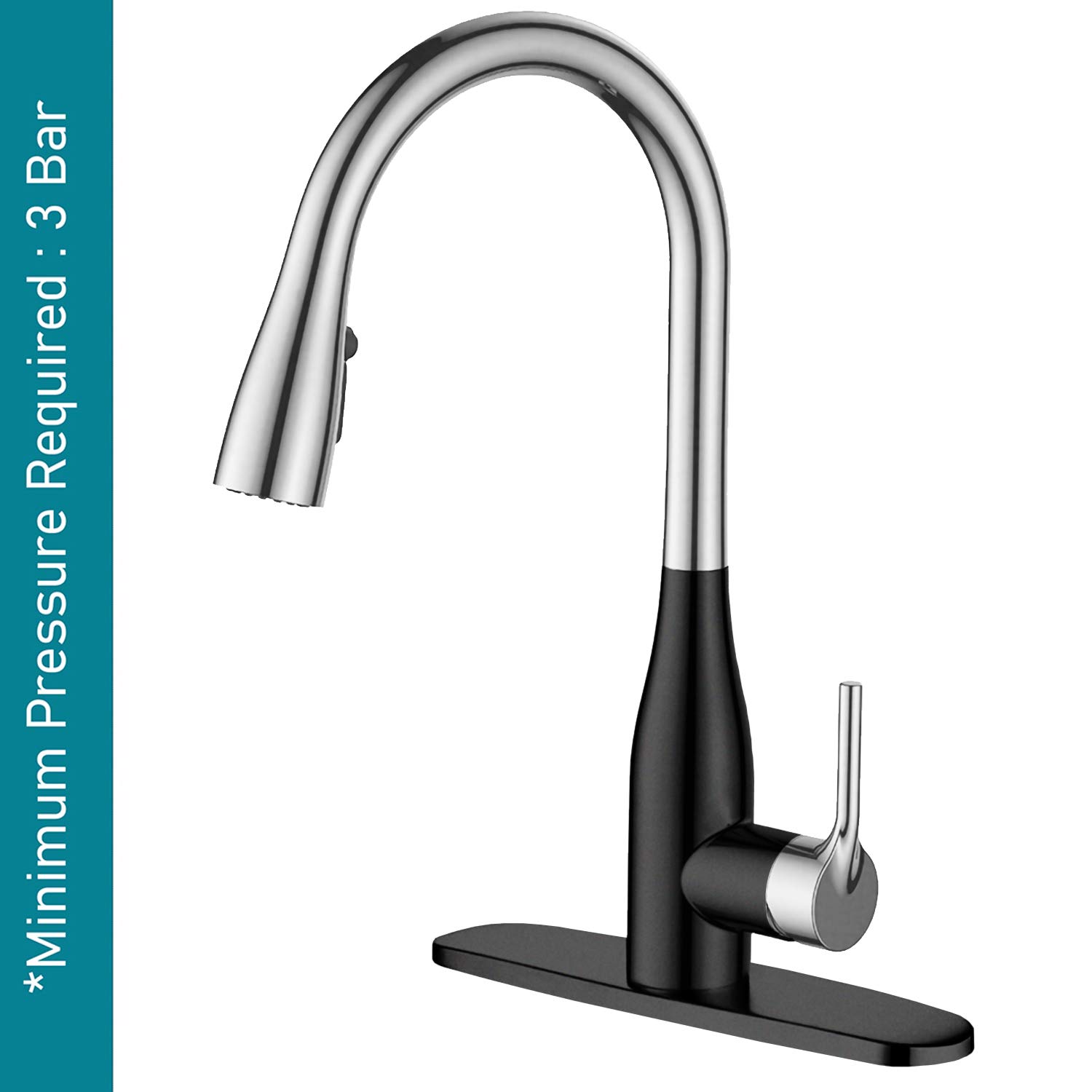 ALTON TSL18065 Single Lever Sink Mixer with 3 Flow Pull-Down Sprayer | Black & Chrome Finish (B0D6NBMPDJ) Amazon Price History, Amazon Price Tracker
