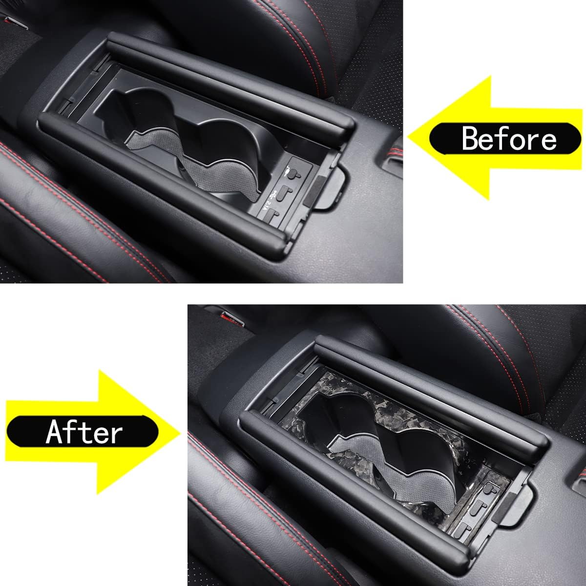 Center Console Cup Holder Panel Cover Trim Compatible with Toyot@ 86 GR86 2022&Subaru BRZ ZD8 2022 (Fit for Manual Gear) Real Carbon Fiber 1PCS (Forged Grain Pattern)