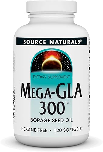 Source Naturals Mega-GLA 300 - Aceite de semilla de borraja que no contiene hexano - 120 cápsulas blandas