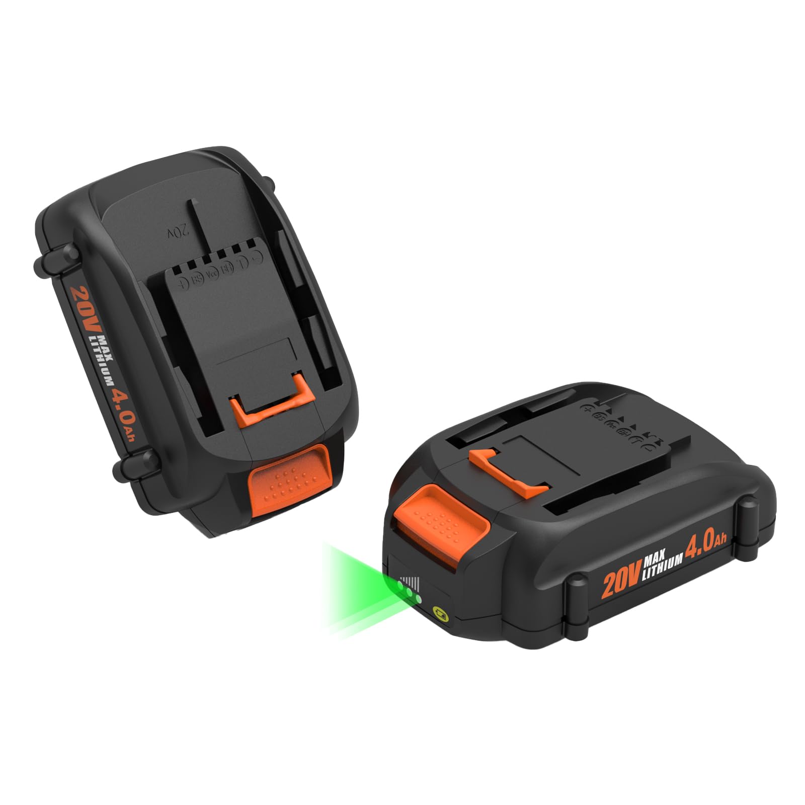 2Pack 4.0Ah WA3525 Replace for Worx 20V Battery PowerShare for WA3520 WA3525 WA3575 WG890 WG891 for 20Volt Worx Batteries 20V