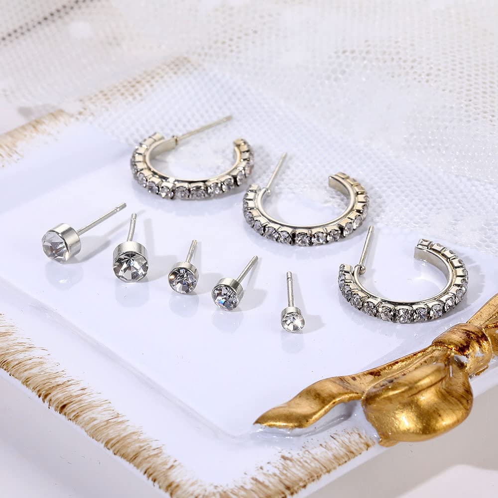 11点ジュエリーSET Amazon.com: Xerling Rhinestone Stud Earrings Set for Women