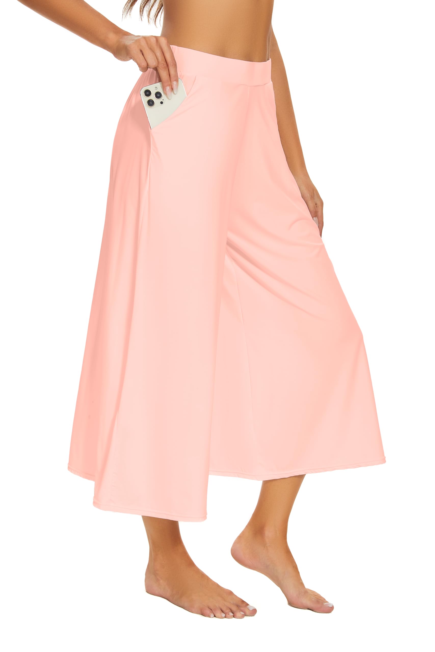 LIZENS Women's Wide Leg Yoga Pants - Trendy and Comfortable Flowy Pants for Fashionable Women(Pink,XS)