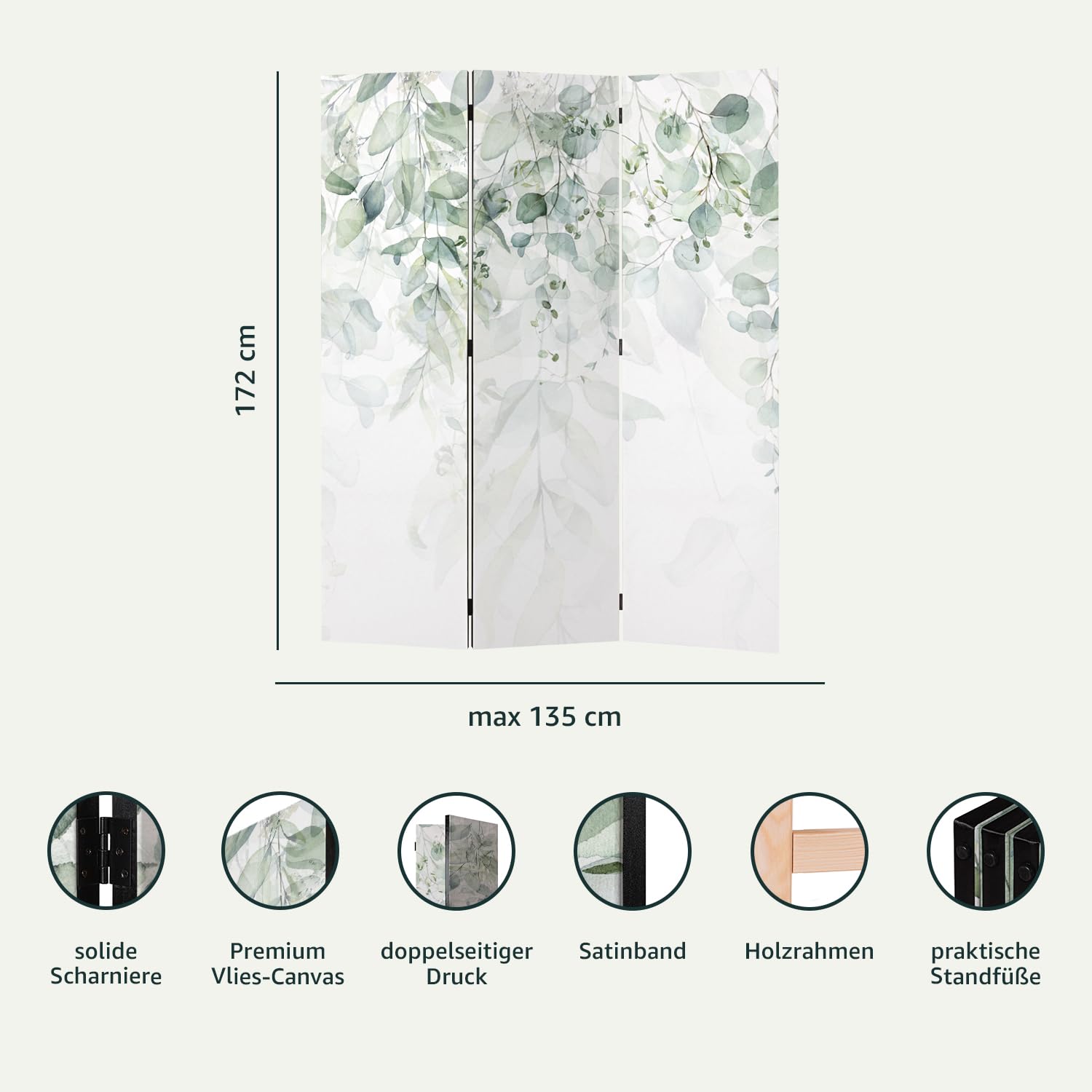 murando - Paravento da Interno 3 Pannelli, Separe Divisorio, 135x172 cm | 3 Pannelli Decorativi, Stampa su Due Lati, Tela in TNT, Pronto all'Uso, Separatore per Casa e Ufficio, Produzione EU
