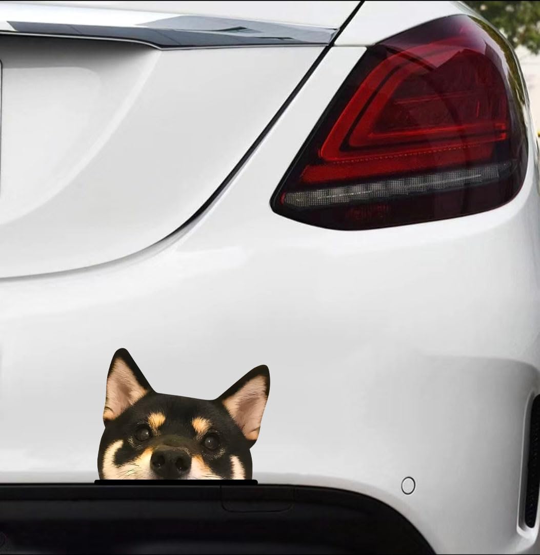 Peeking Black Shiba Inu Dog Sticker, Vinyl, Waterproof, 5.1 x 4 in, 2-Piece Set for Cars, Laptops, Glass, Walls #GTA027 image 5