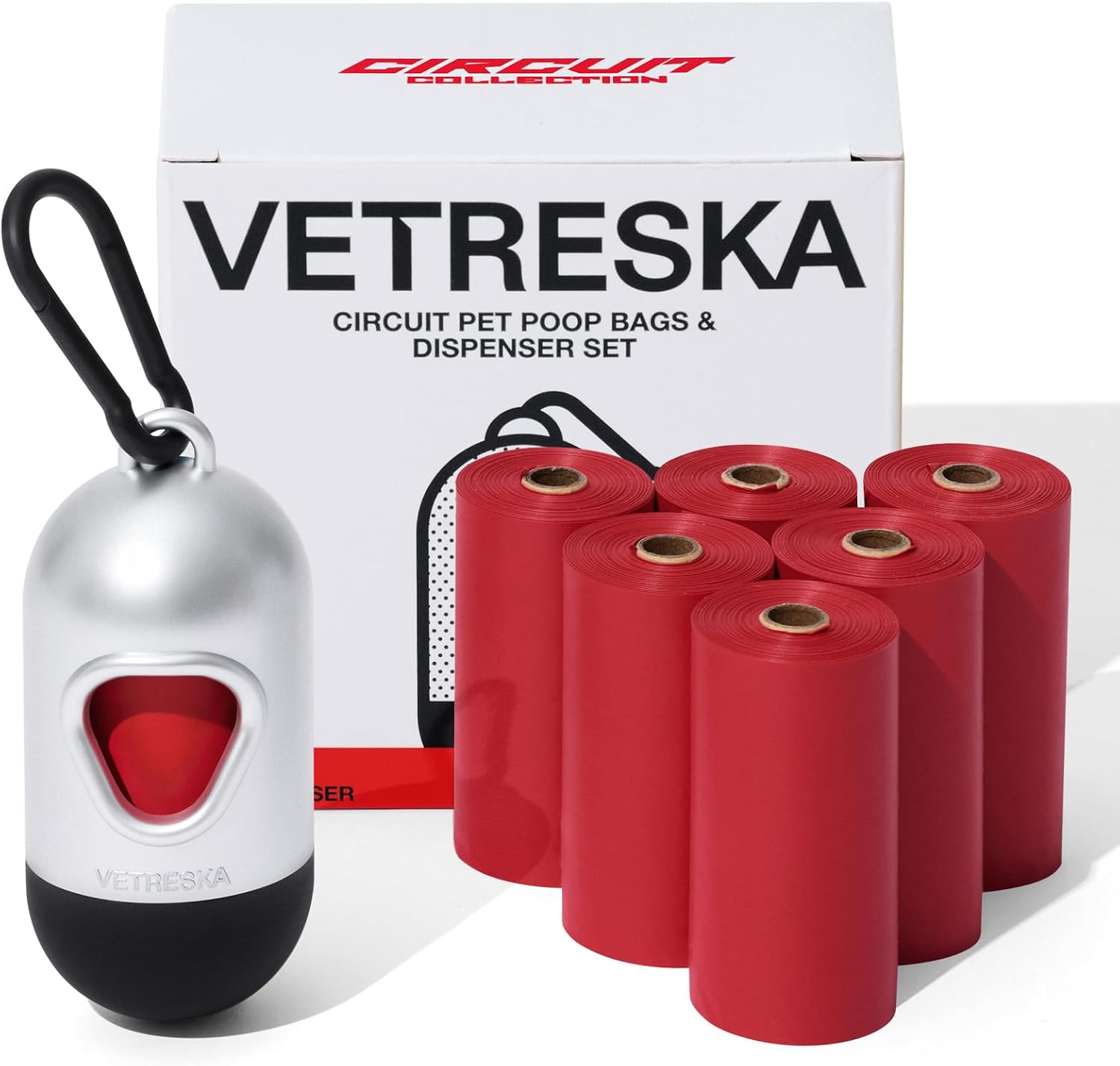 VETRESKA Dog Poop Bag Dispenser with Champagne Scented Poop Bags, 105 Bags