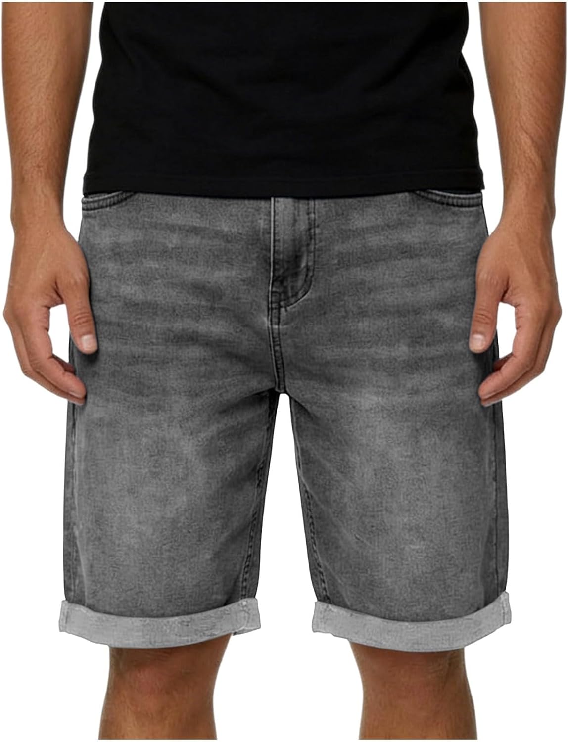 Men's Button Zipper Vintage Baggy Sweat Beach Shorts with Pockets Summer Casual Loose Fit Rolled Hem Vacation Shorts