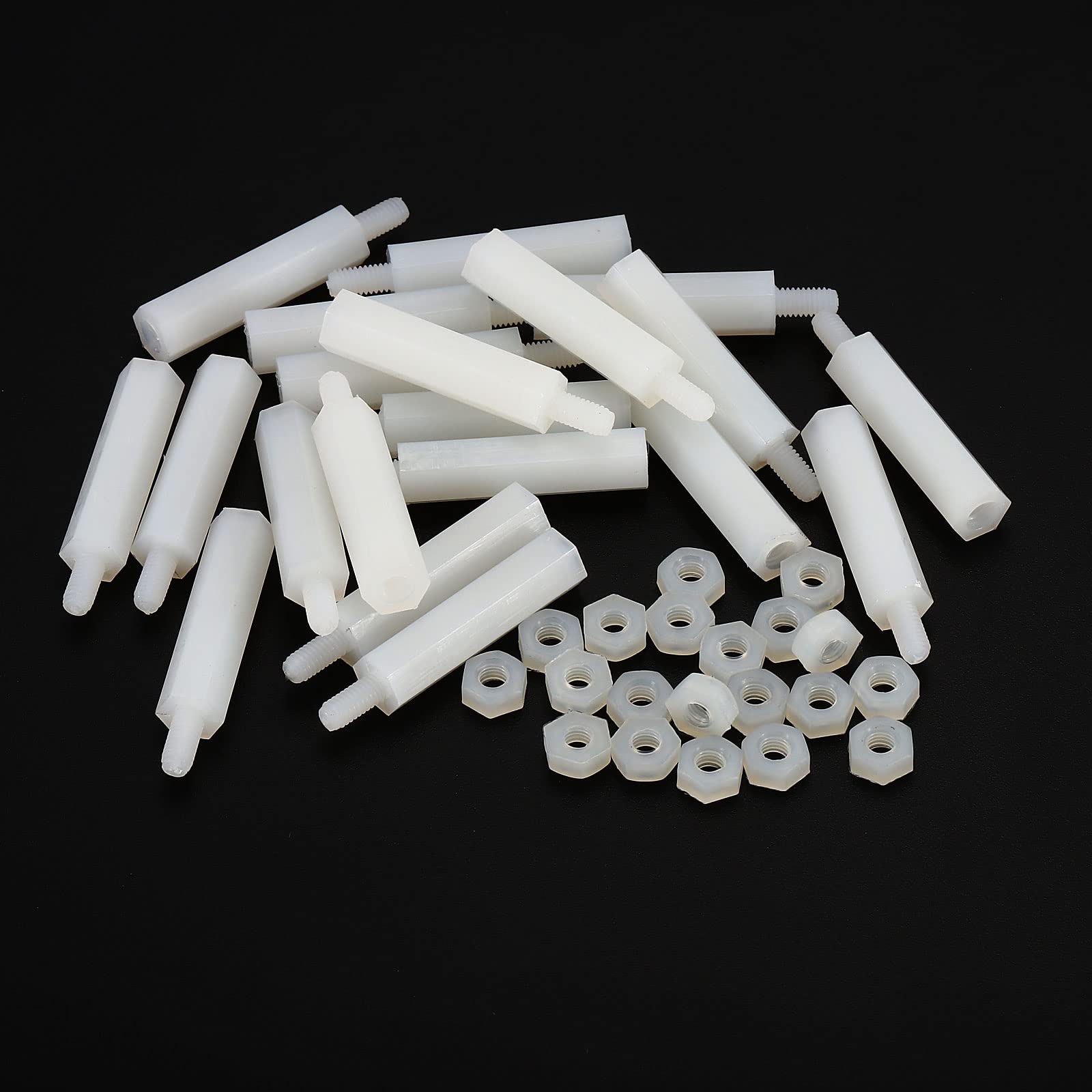 PATIKIL M3 Distanziale Viti 40pz Nylon Esagonale PCB Distanziali Dadi per Schede Madri, Computer Custodie, Circuito Schede, Elettronica, (25mm+6mm, Bianco)
