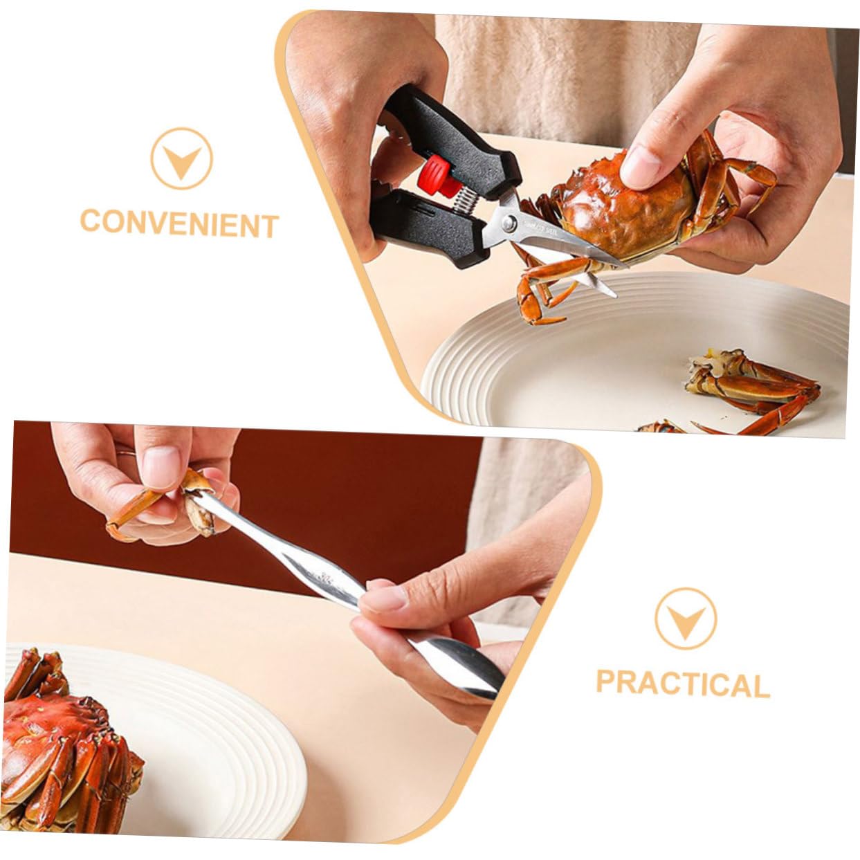 2sets Utensili per Mangiare Granchio con Forchetta Pinza e Scatola Strumenti per Aprire di Mare