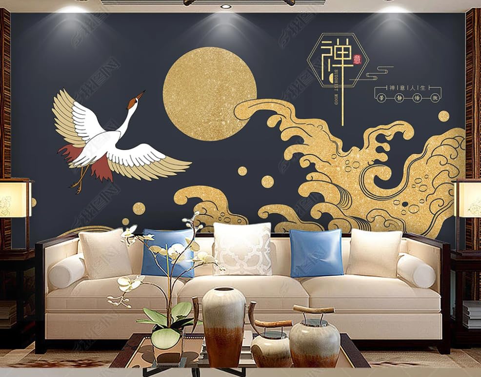Papier peint intissé grue blanche créez une ambiance zen dans votre chambre