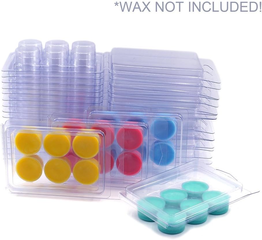 DGQ Wax Melt Molds Round - 100 Pack Clear Wax Molds Plastic Wax Melt Clamshells