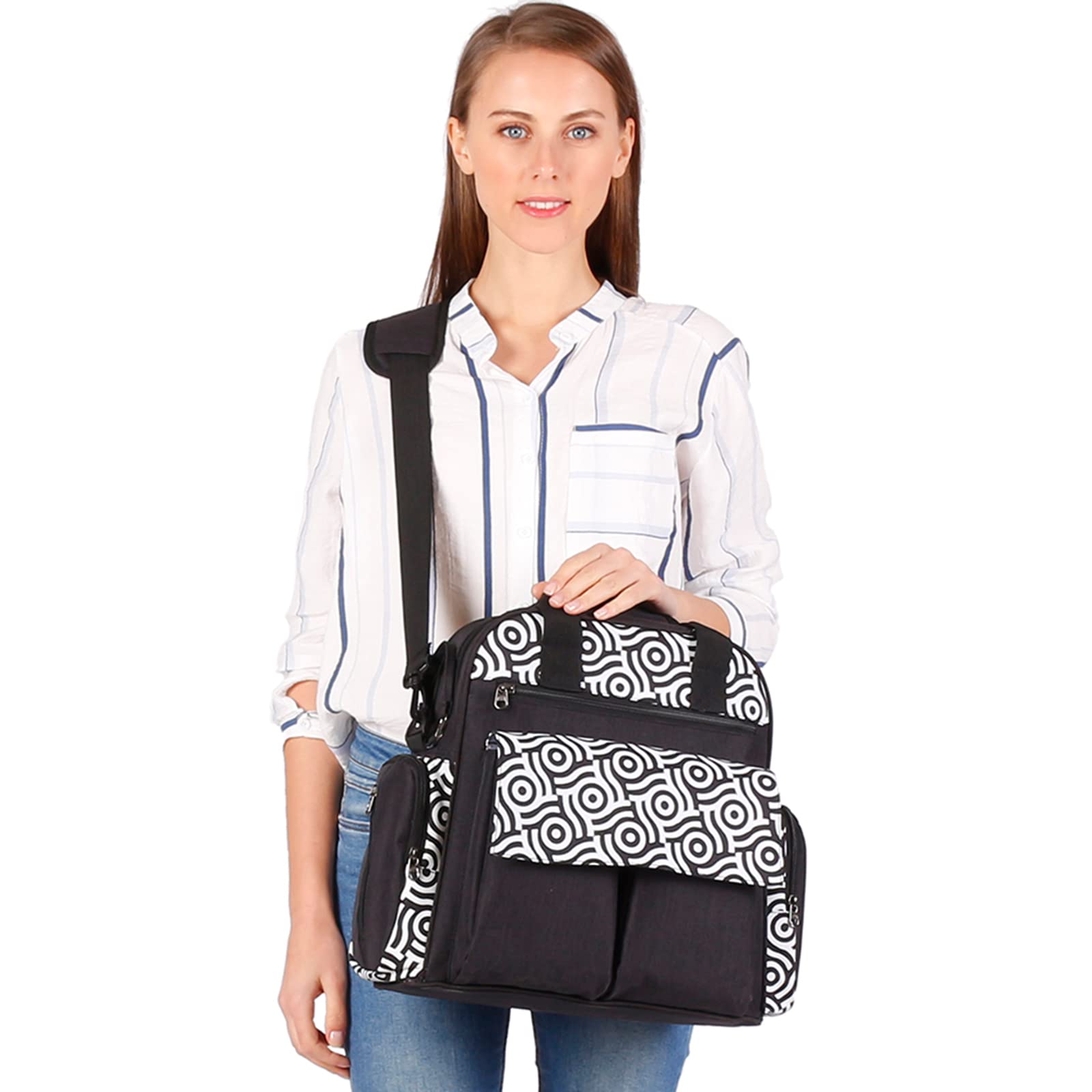 SONARIN Zaino Fasciatoio Multifunzione Portatile,Grande Capacità Borsa per Pannolini Zaino Mamma Neonato Borsa Fasciatoio da Viaggio con Fasciatoio & Borsa per Bottiglia & Tracolla