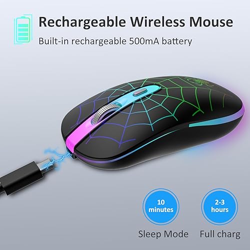 Miniatura 5 de TaIYanG Wireless Mouse, 2.4G Portable Optical Quiet Cute Mouse with USB Receiver and Type C Adapter, 3 Adjustable DPI LED Wireless Mouse for Laptop,