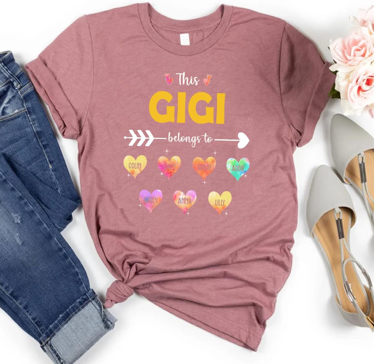 Generic Personalized Grandma Shirt, Custom Grandma & Grandkids Hearts Gift, Women's Cotton T-Shirt, S to 4XL - Image 4