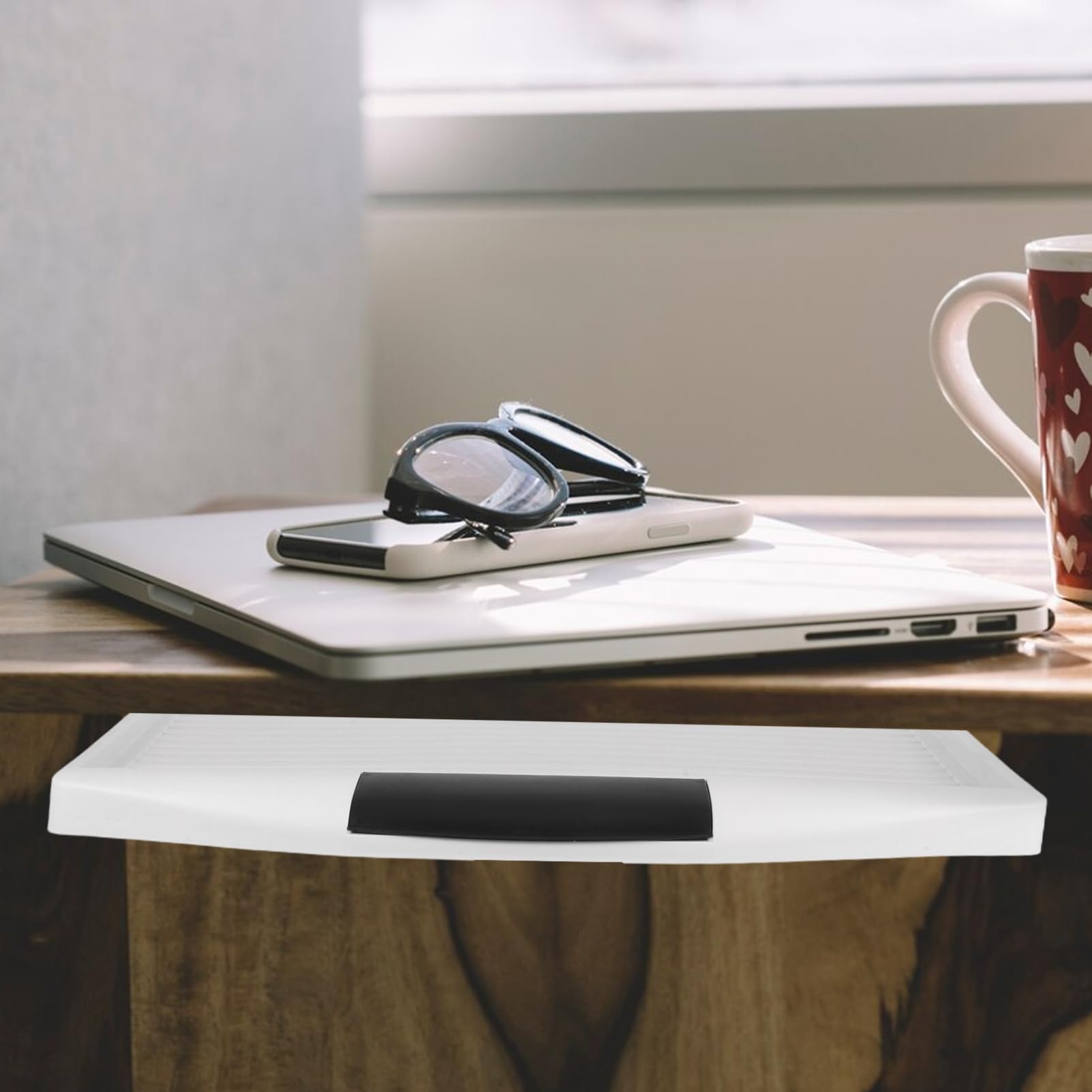 Bandeja ergonómica extraíble para teclado, estante deslizante para teclado debajo del escritorio para oficina en casa, diseño compacto, fácil instalación, estética moderna, solución de almacenamiento