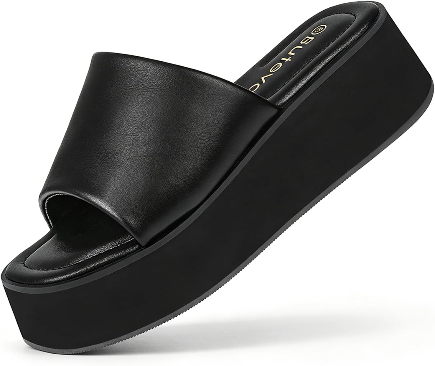 Platform Sandals for Women Black Chunky Sandals Summer Slippers