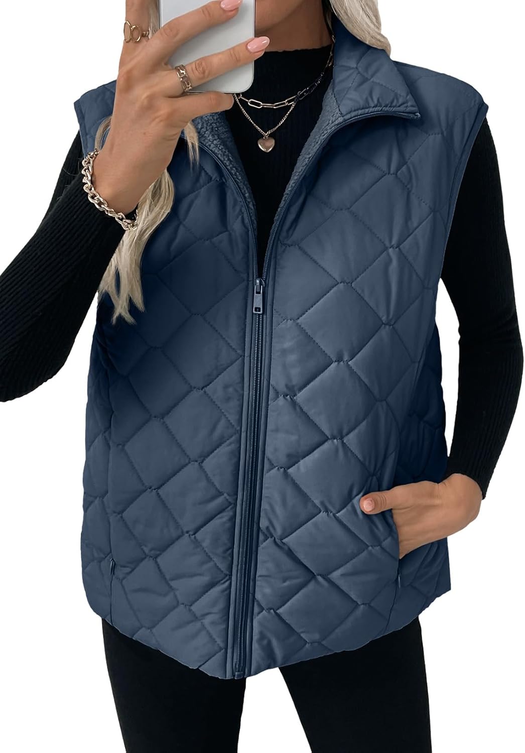 EVALESS Puffer Vest Women Fall Winter Coats 2025 Lightweight Stand Collar Vest Trendy Sleeveless Zip Up Quilted Jackets