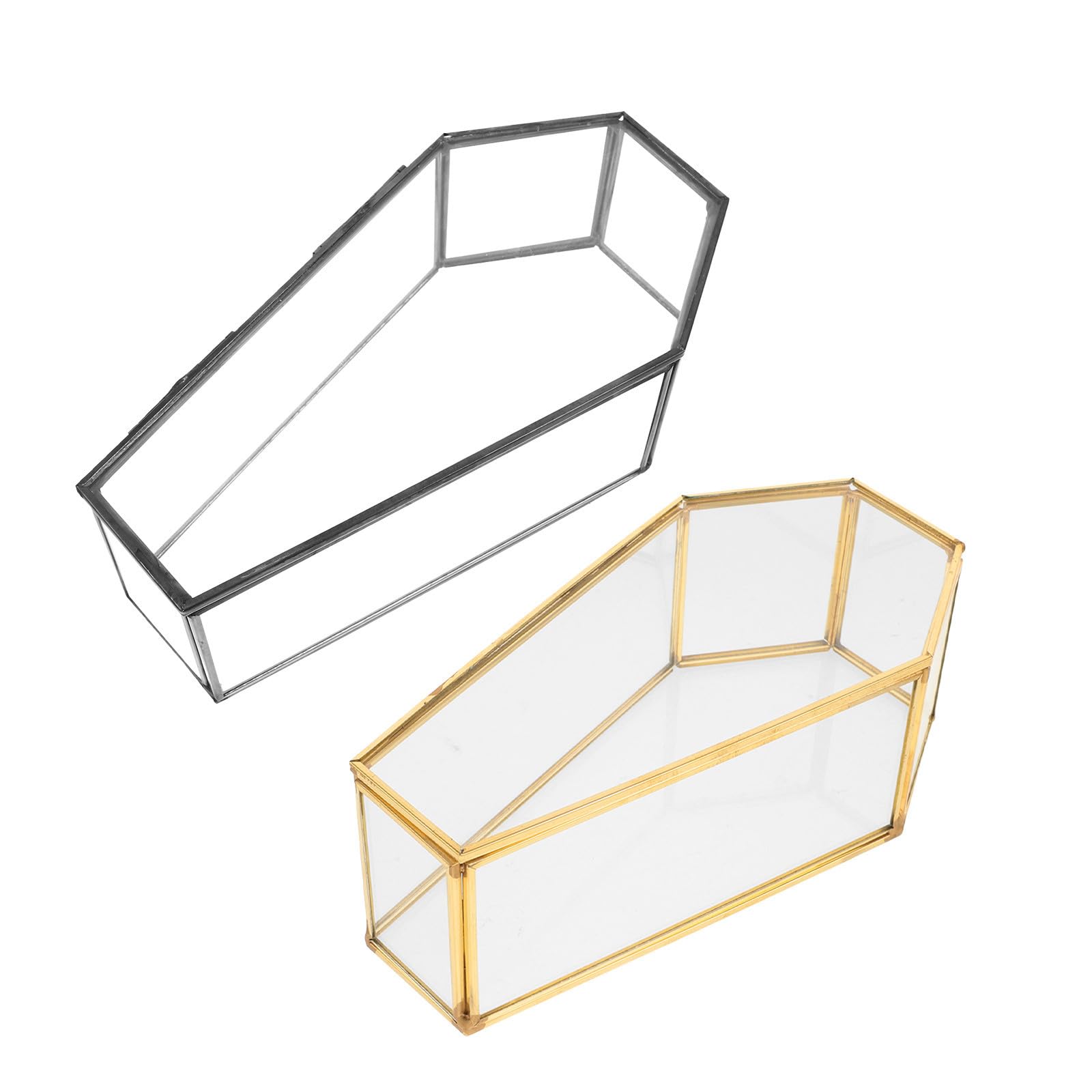 SHINEOFI 2 Piezas Caja de Cristal Vintage con Forma de Ataúd Estilo Gótico para Halloween, Joyero Decorativo con Tapa para Proteger y Exhibir Recuerdos en Fiestas Obsequios