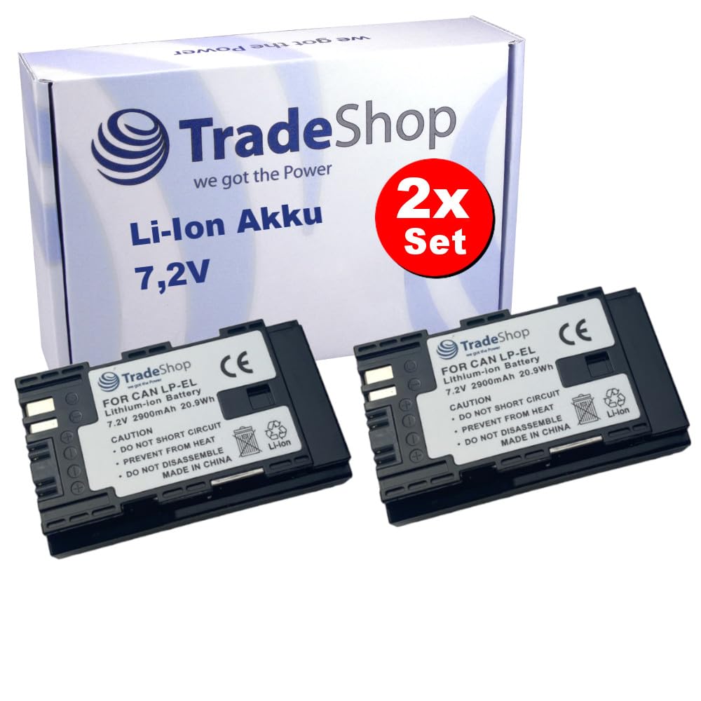 2X Trade-Shop Li-Ion Akku 7,2V / 2900mAh kompatibel mit Canon Speedlite EL-5 DS401231 Flash Blitzgerät