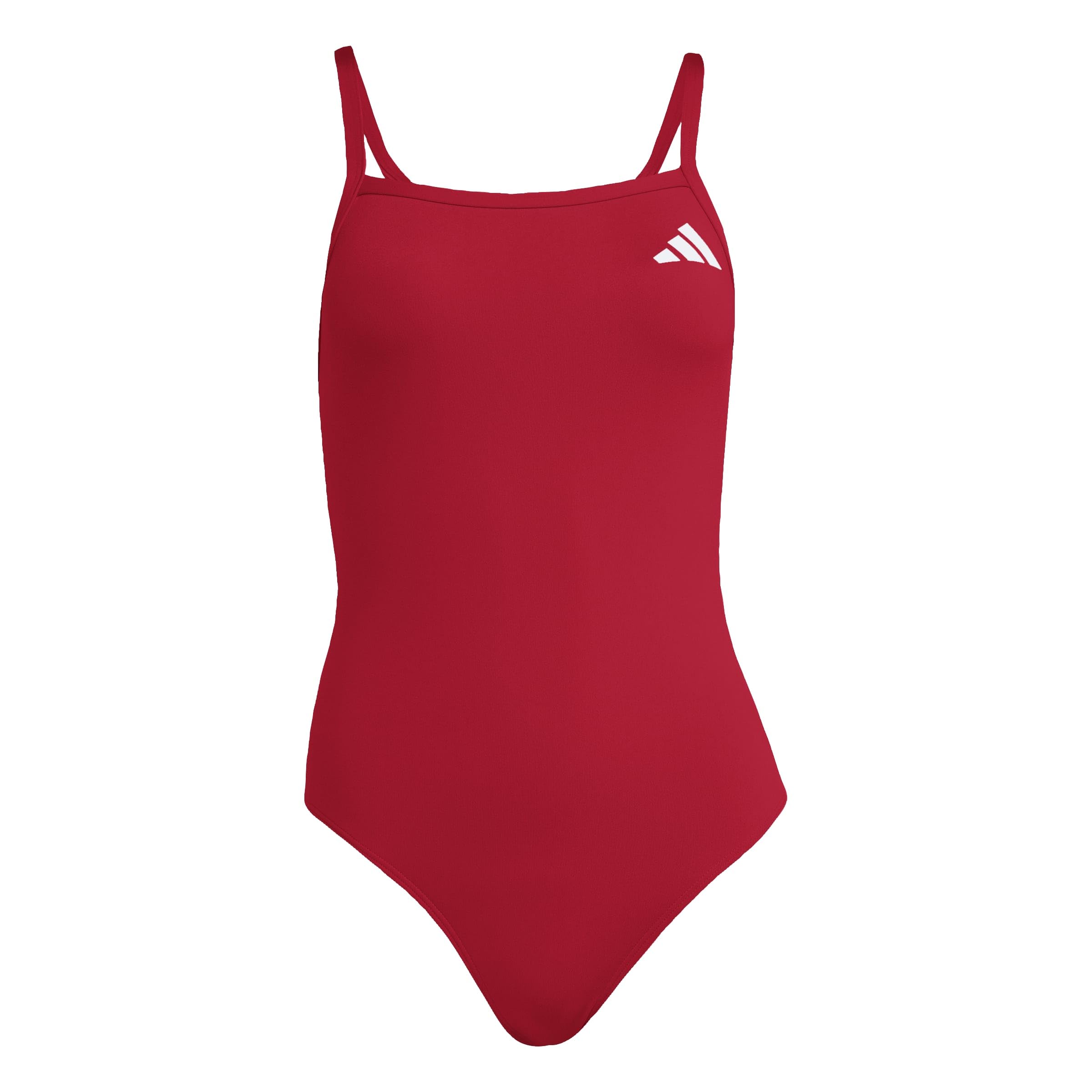 adidas Women's Thin Straps V-Back Swimsuit Swimwear, Team Power red 2, 34"
