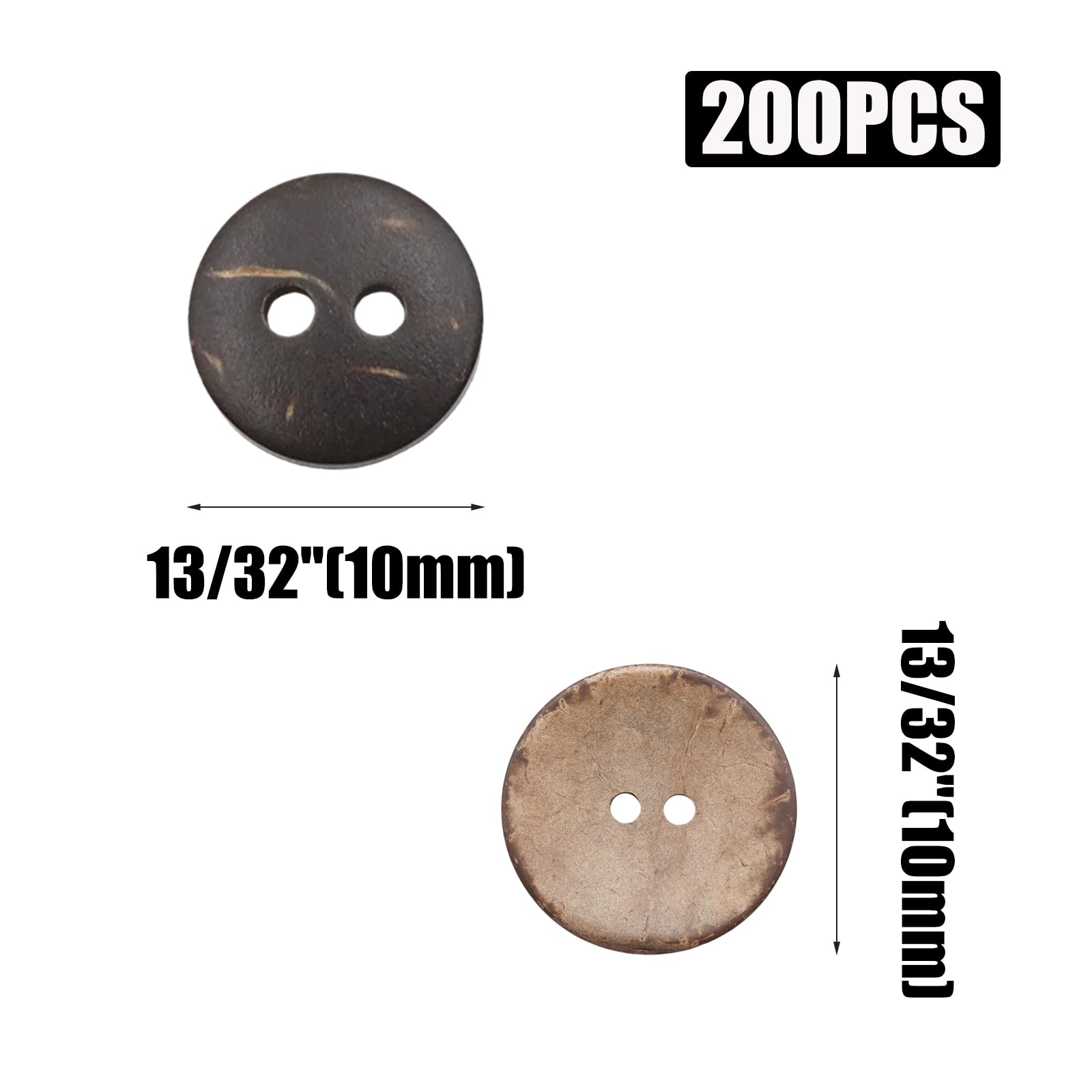 Lilaly 200 bottoni in noce di cocco naturale da 33/81,3 cm, 2 fori, grandi bottoni da cucito in legno marrone, per cucito, artigianato, abbigliamento, decorazioni