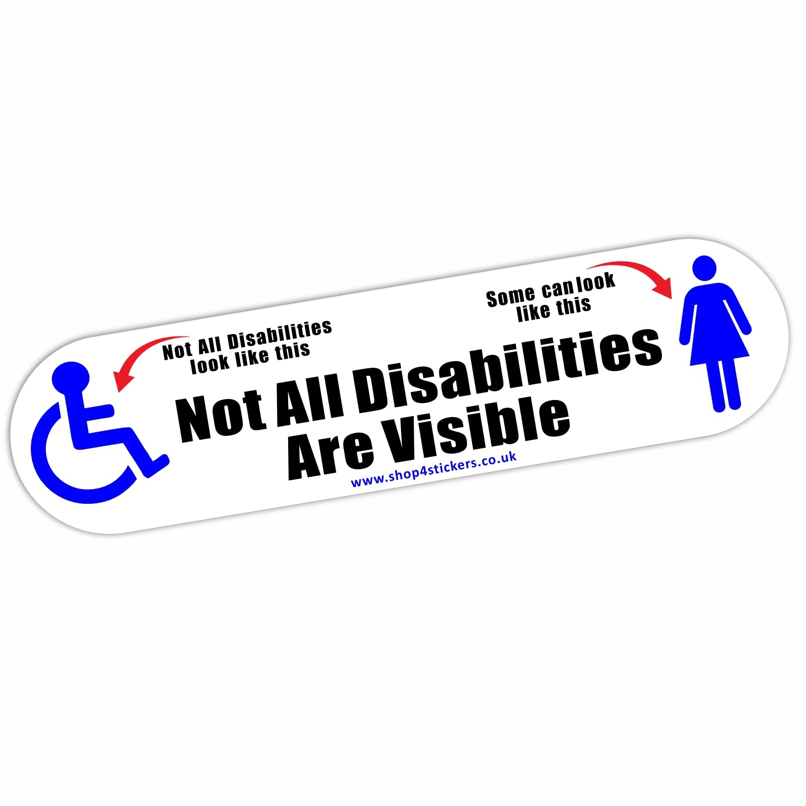 Platinum Place Women's Uv Specialist Full Colour Inks 1 X D98e Sticker Not All Disabilities Are Visible Some Look Like This Sign Icon Wheelchair Logo Disabled Car Window Badge Disability Driver Decal Label 200X50mm (Externally To Smooth Surfaces)