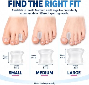 Pedifix Visco-GEL Toe Spacers, Medium - Gel Separators for Crowded Toes