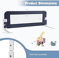 Vista 7 de BABY JOY Rieles de cama para niños pequeños, extra largos, protector de cama de seguridad abatible para cuna convertible, barandilla plegable