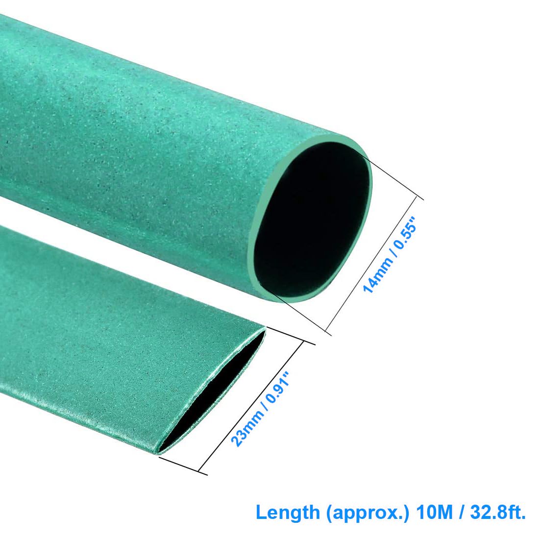 Unifizz Heat Shrink Tubing 14mm Dia 23mm Flat Width 2:1 Ratio Shrinkable Tube Cable Sleeve 10m - Green - Image 2