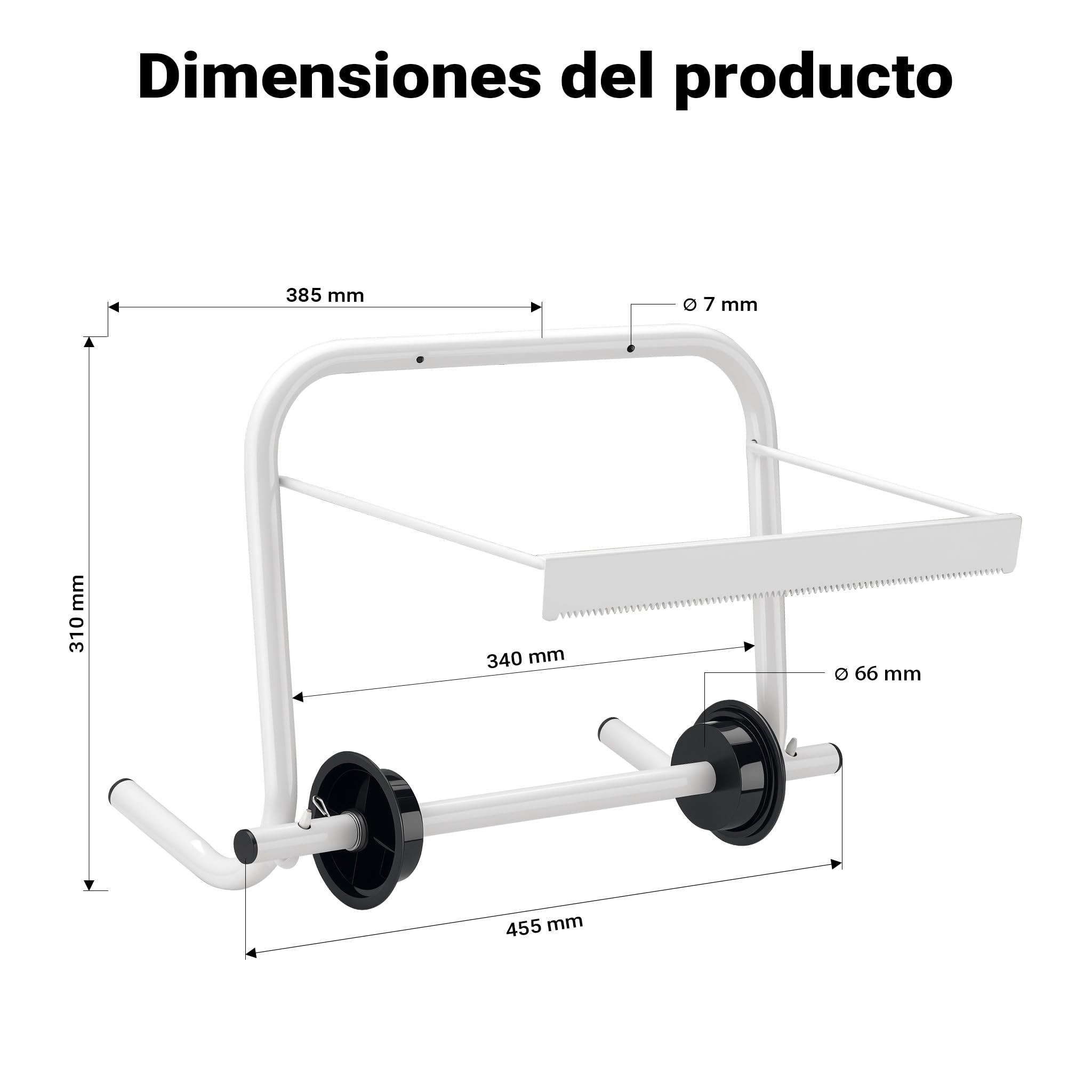 WilTec Portarollos de Pared para Rollos de hasta Ø 40, dispensador de Papel, Film o Papel de Aluminio 310 x 455 x 385 mm, metálico, Ideal para cocinas, talleres u oficinas, Toallas de Papel