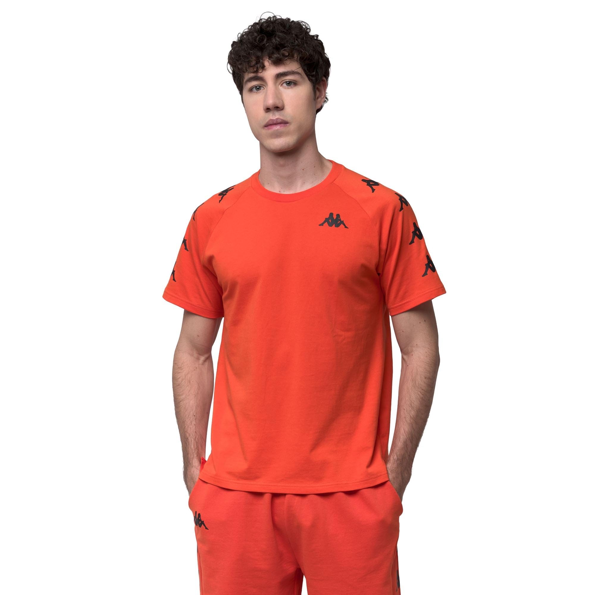Kappa IRATEKO - Camiseta para Hombre - en Algodón - Ajuste Regular Con Cuello Redondo e Inserción de Malla - Diseño de Alta Calidad y Estilo Deportivo - Color Naranja y Talla M