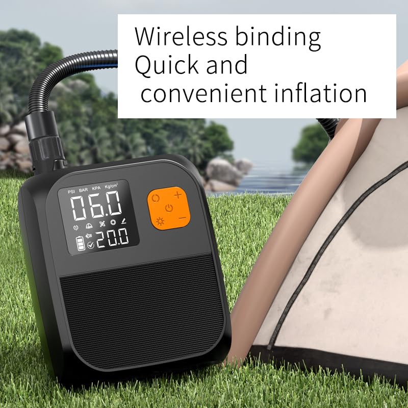 Rechargeable Electric Paddle Board Pump, 25PSI with LED Flashlight, 8000mAh Battery & 12V Car Adapter, Portable Air Pump for Quick Inflation of Paddle Boards, Kayaks, and Tents